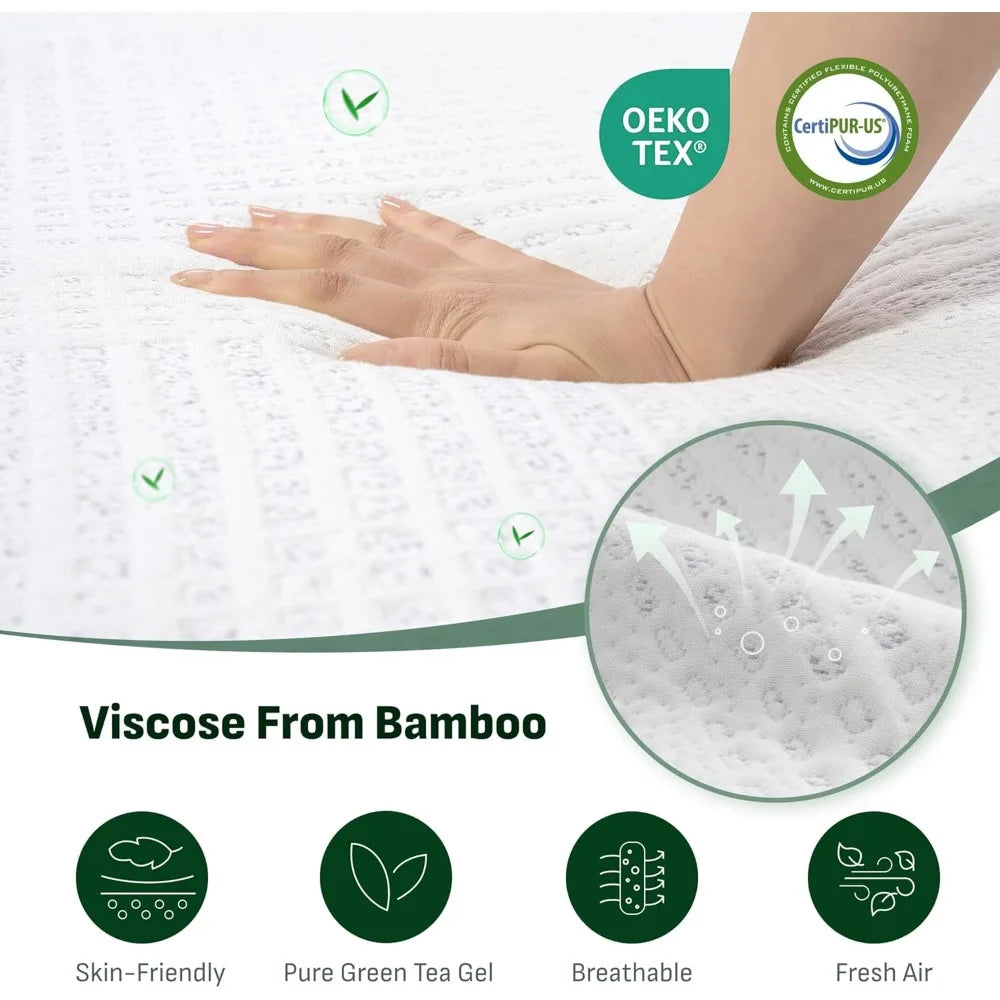 ZHUOTING Adjustable Bed Frame With Memory Foam Mattress And Incline