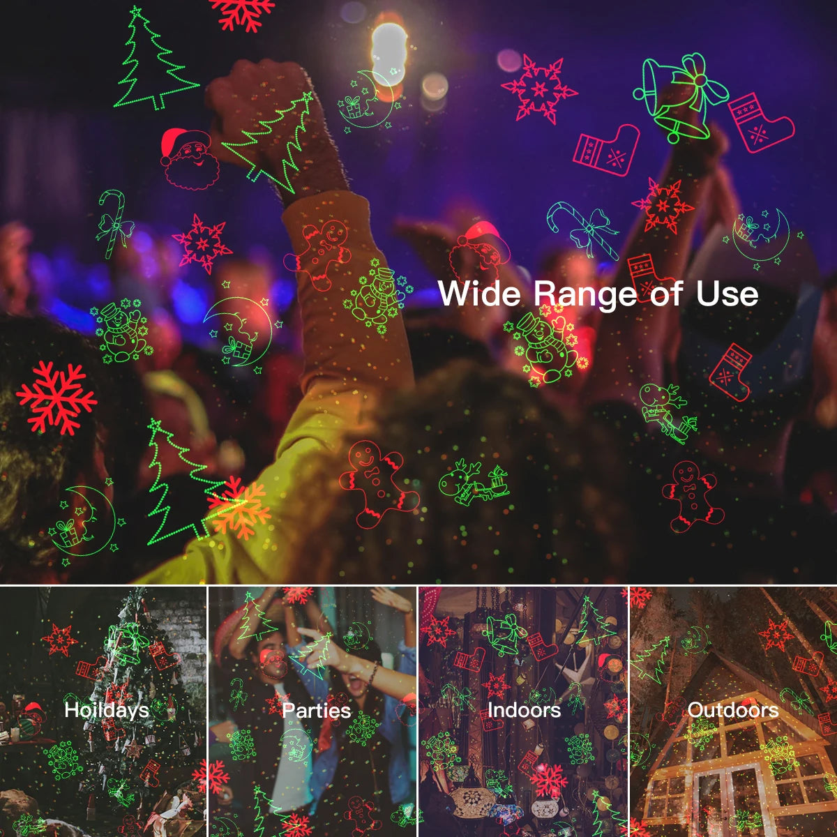 Christmas Outdoor Projector Lights With Remote 12 Decoration Patterns