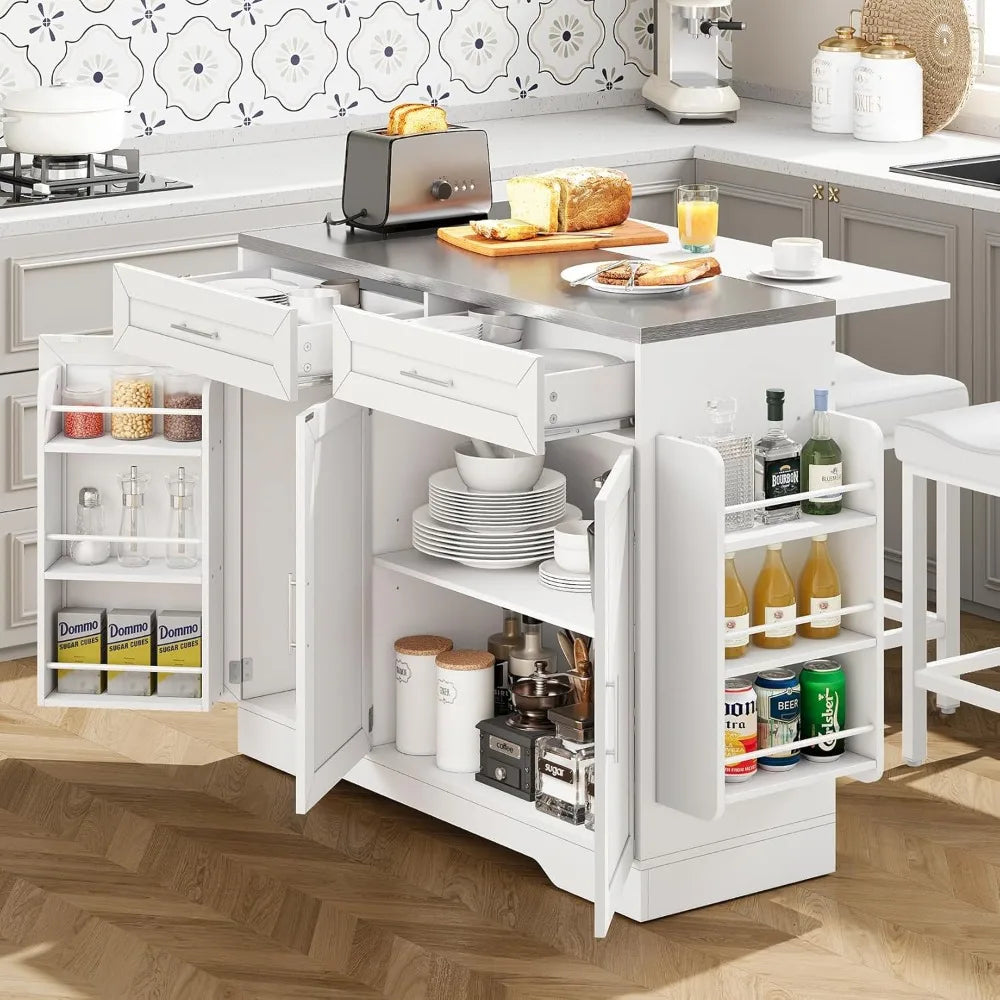 MKDK Concho Kitchen Island With Seating And Stainless Steel Top