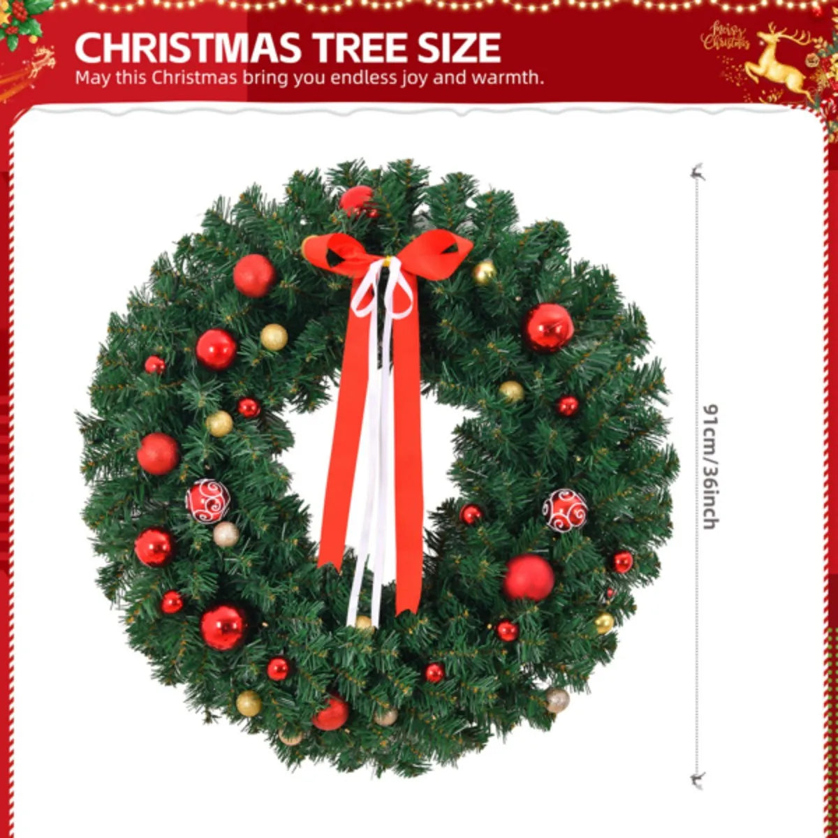FangNymphCN Lighted Christmas Wreath Indoor Front Door Decor For Holidays