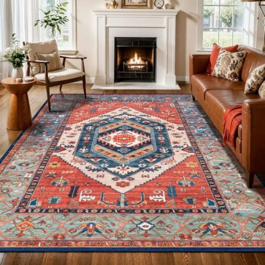 Hign-concerned Washable Area Rug Boho Geometric Non Slip