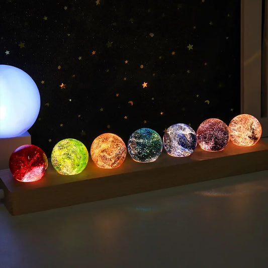 Vintage Glowing Crystal Ball Light With Colorful Glass