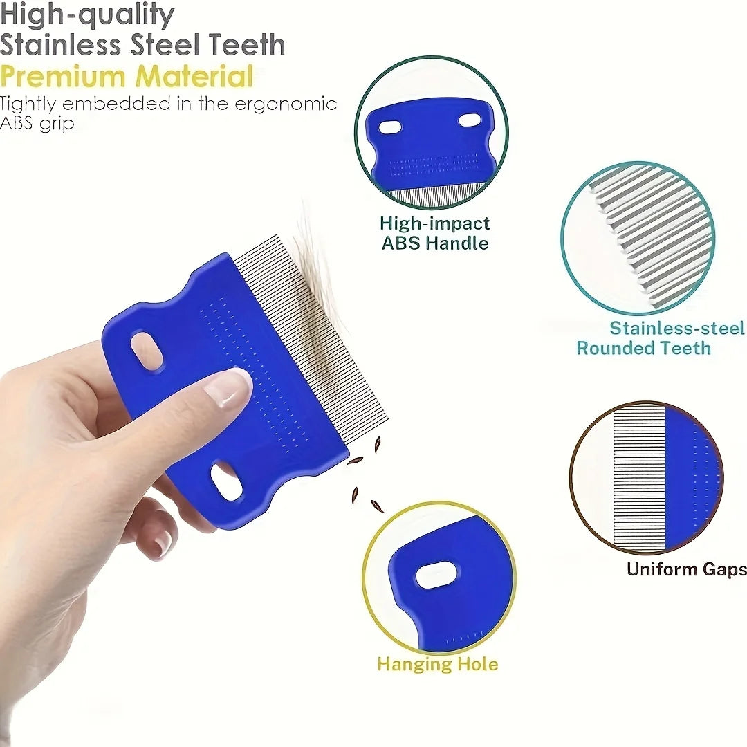 Stainless Steel Flea and Lice Grooming Comb for Dogs and Cats 4 Pack