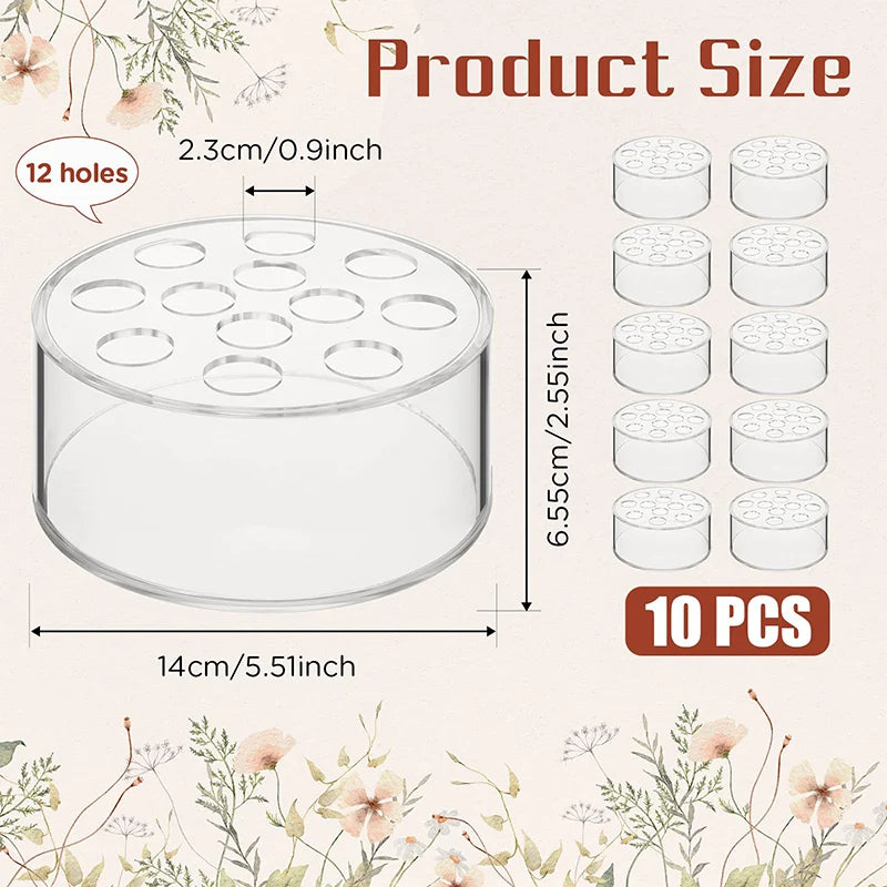12-Hole Circular Acrylic Decorative Vase for Weddings and Parties