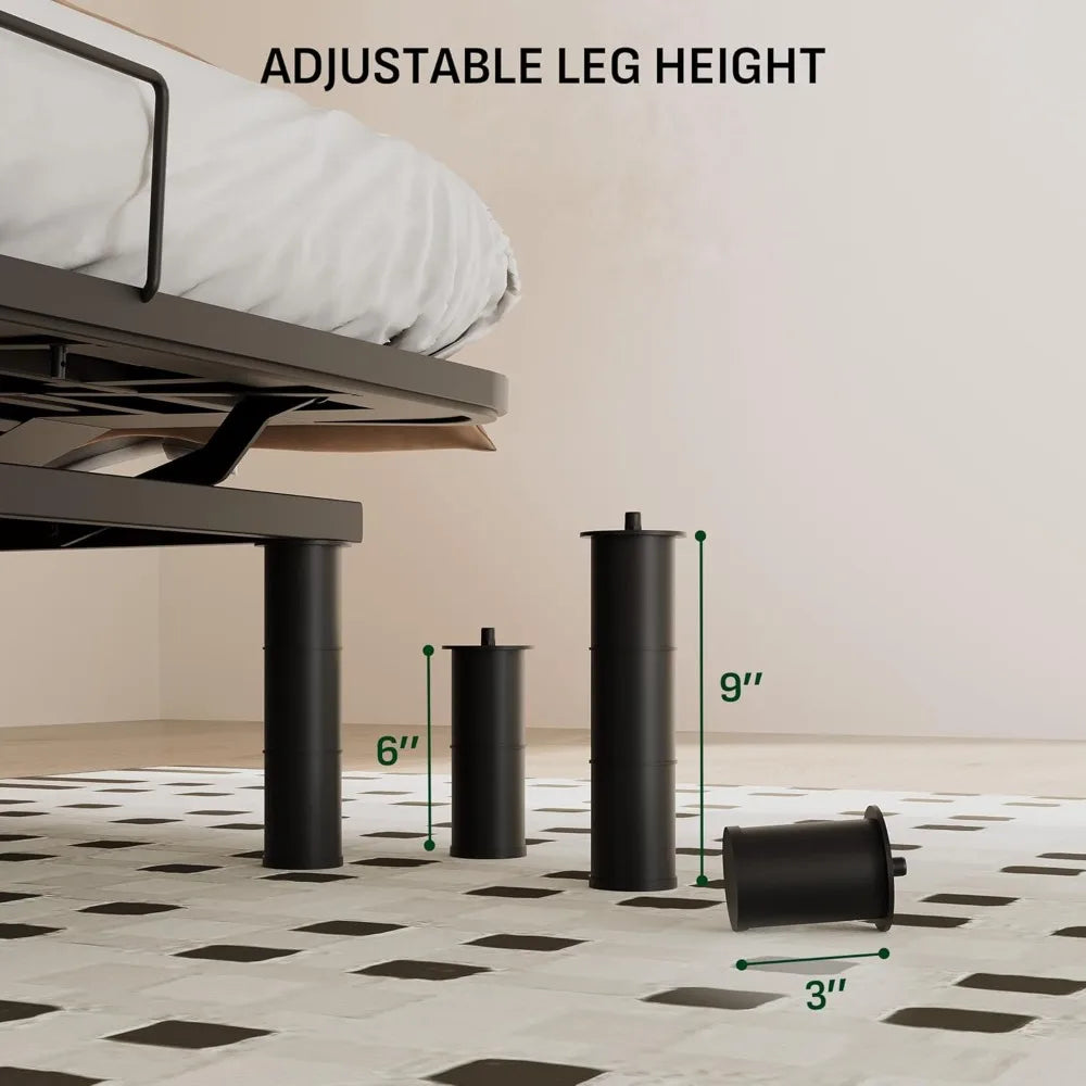 ZHUOTING Adjustable Bed Frame With Memory Foam Mattress And Incline