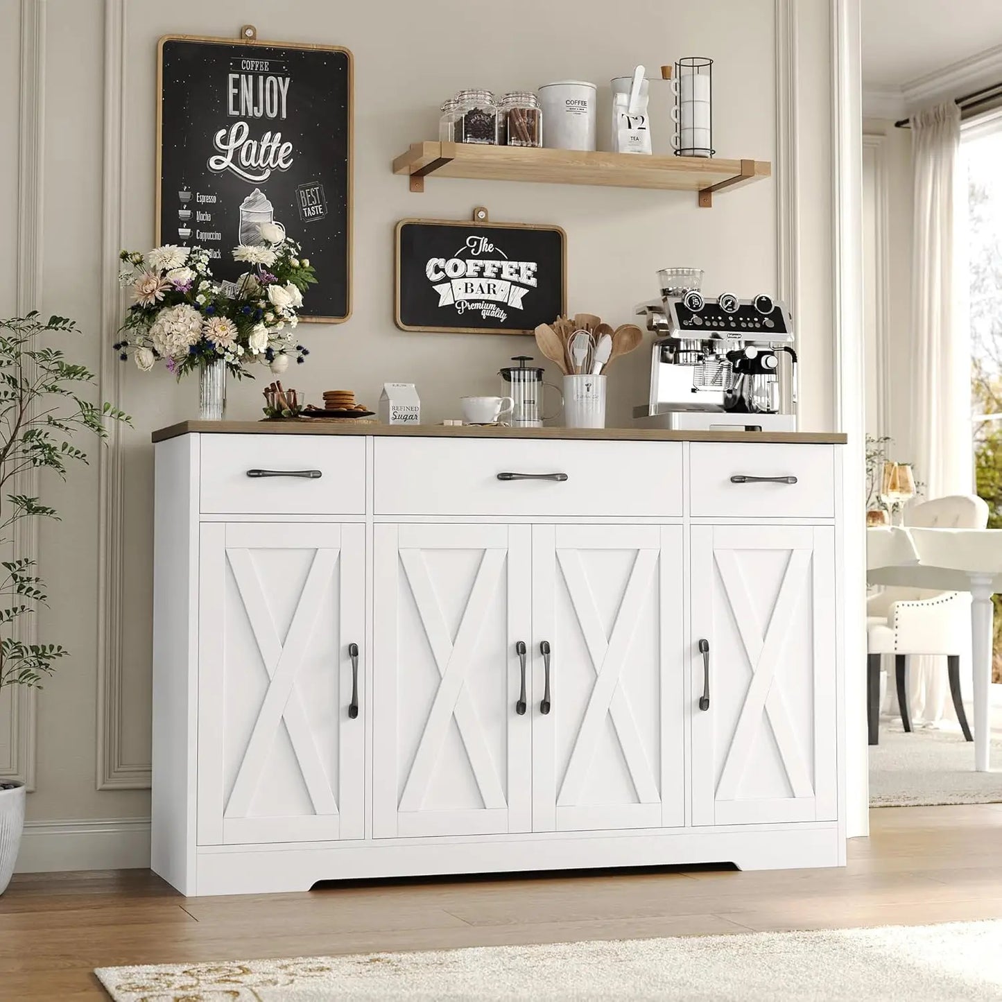 Buffet Cabinet Drawers Sideboard Storage Modern Farmhouse