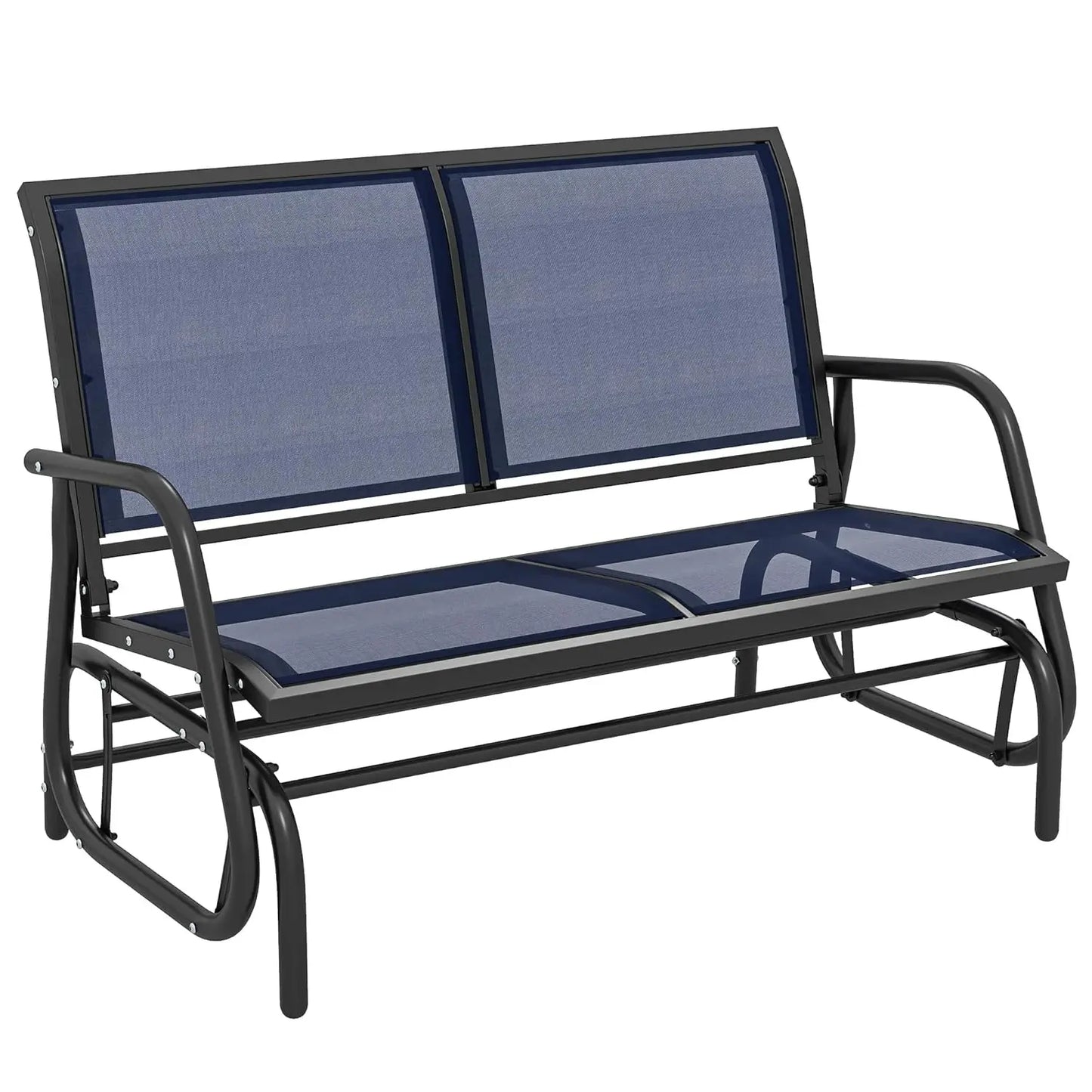Outdoor Glider Bench Double Swing Loveseat With Powder Coated Steel Frame