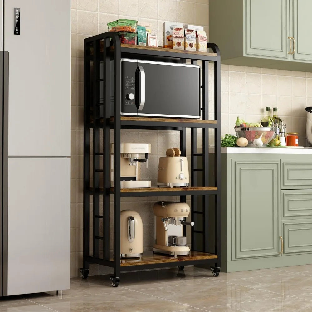 RBXC 4 Tier Kitchen Baker Cart With Rolling Wheels