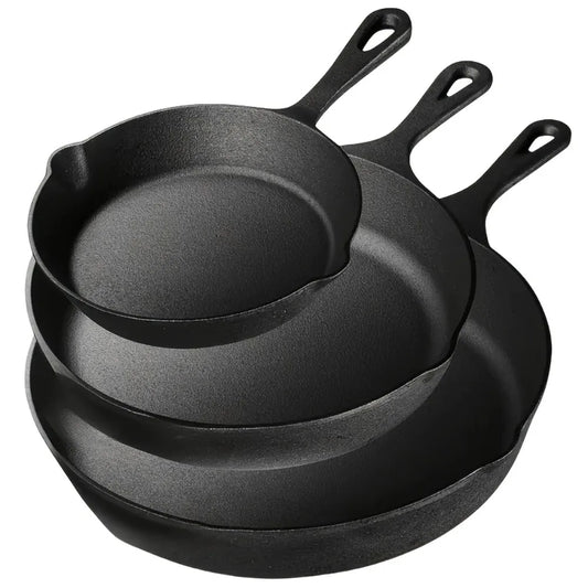 AEDG 3-Piece Cast Iron Skillet Set Preseasoned Heavy-Duty Pans