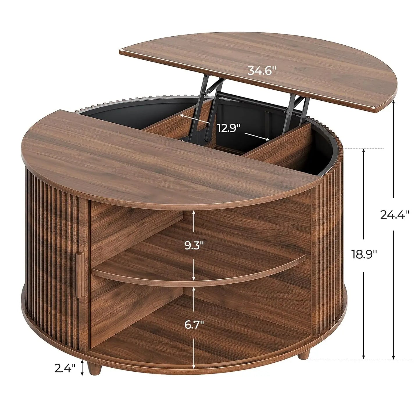 Guangbai Round Lift Top Coffee Table Modern Minimalist Living Room