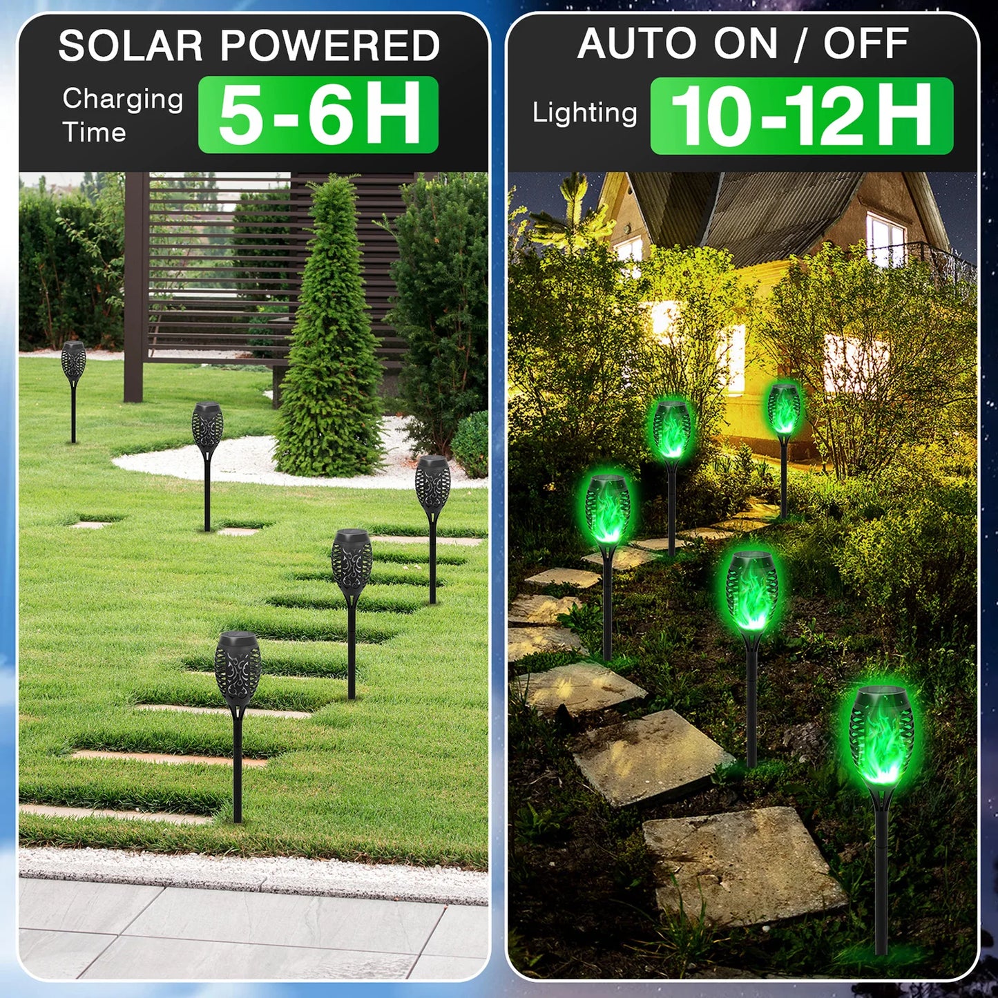 Solar Flame Light Outdoor Flickering Waterproof Garden Patio