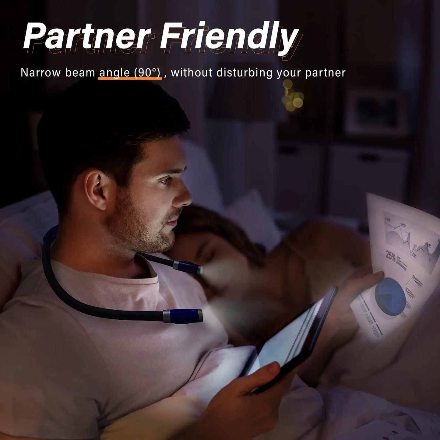 Hands Free Rechargeable Neck Reading Light With Adjustable Brightness