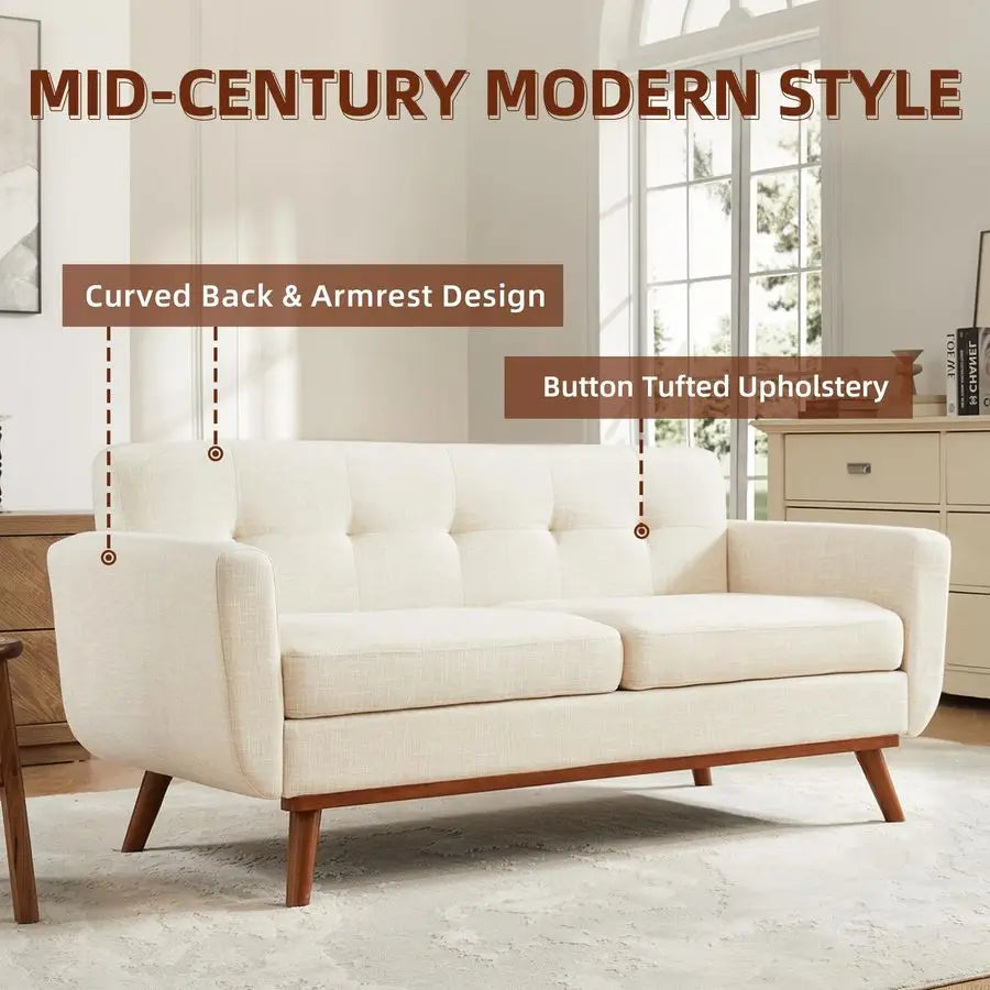 MBVM Loveseat Sofa Mid Century Modern Button Tufted Upholstery