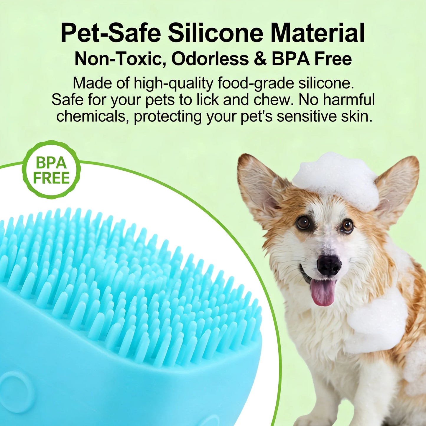 2-In-1 Pet Bath Massage Brush With Silicone Shampoo Storage