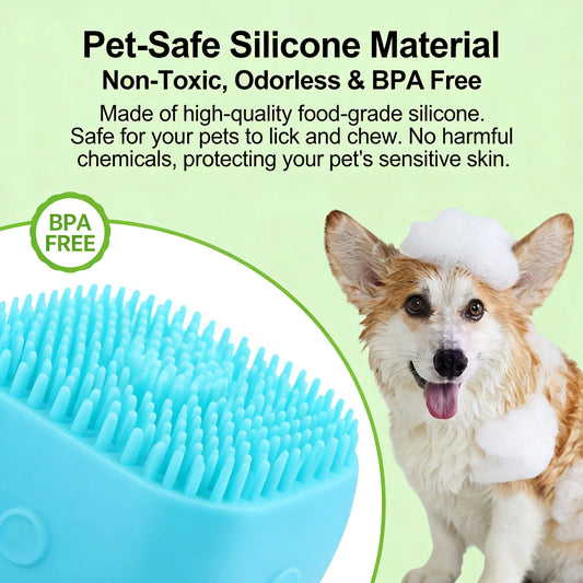 2-In-1 Pet Bath Massage Brush With Silicone Shampoo Storage