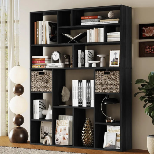 Guangbai Heavy Duty Bookcase With Open Shelves And Baskets