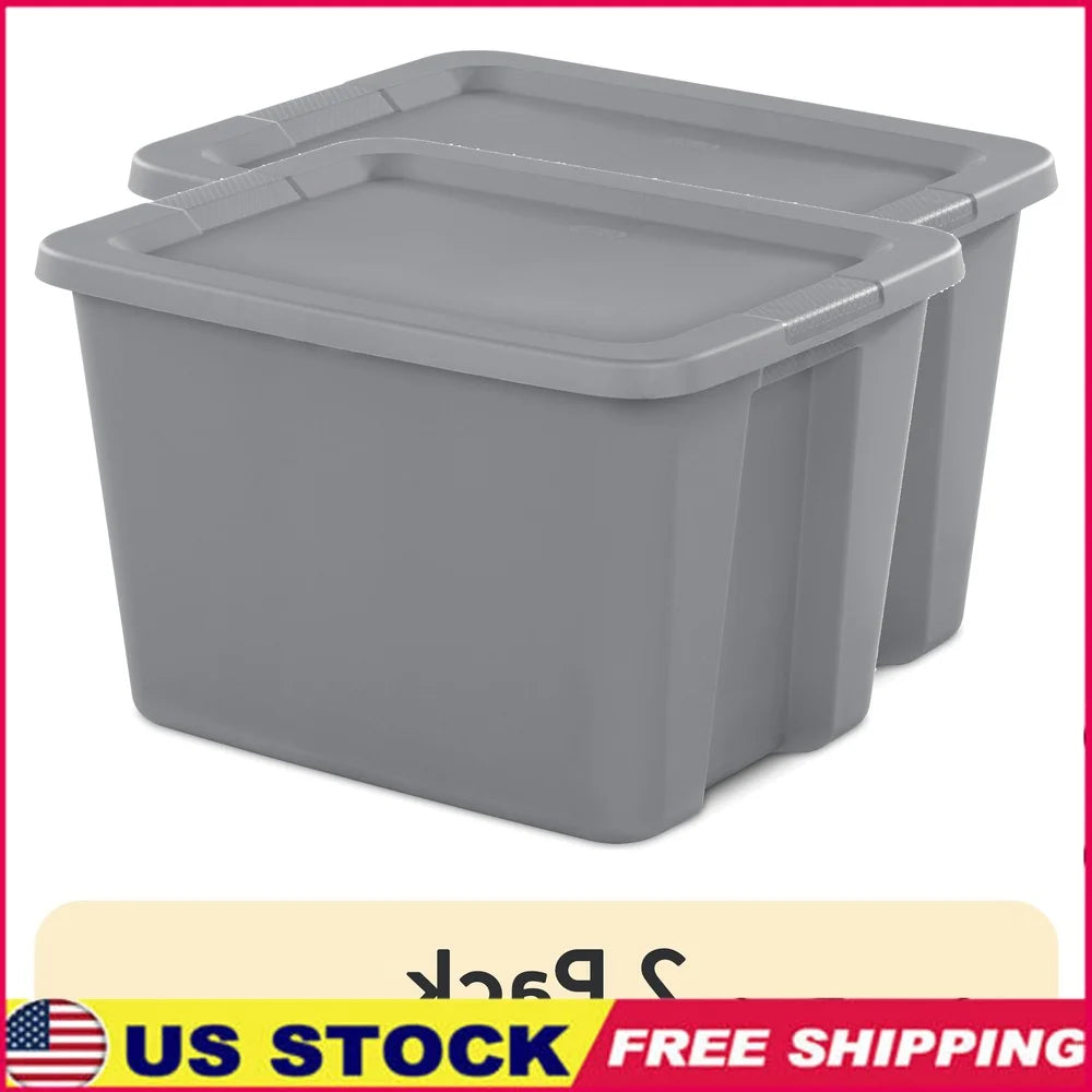 Stackable Plastic Storage Bins 2 Pack With Snap On Lids
