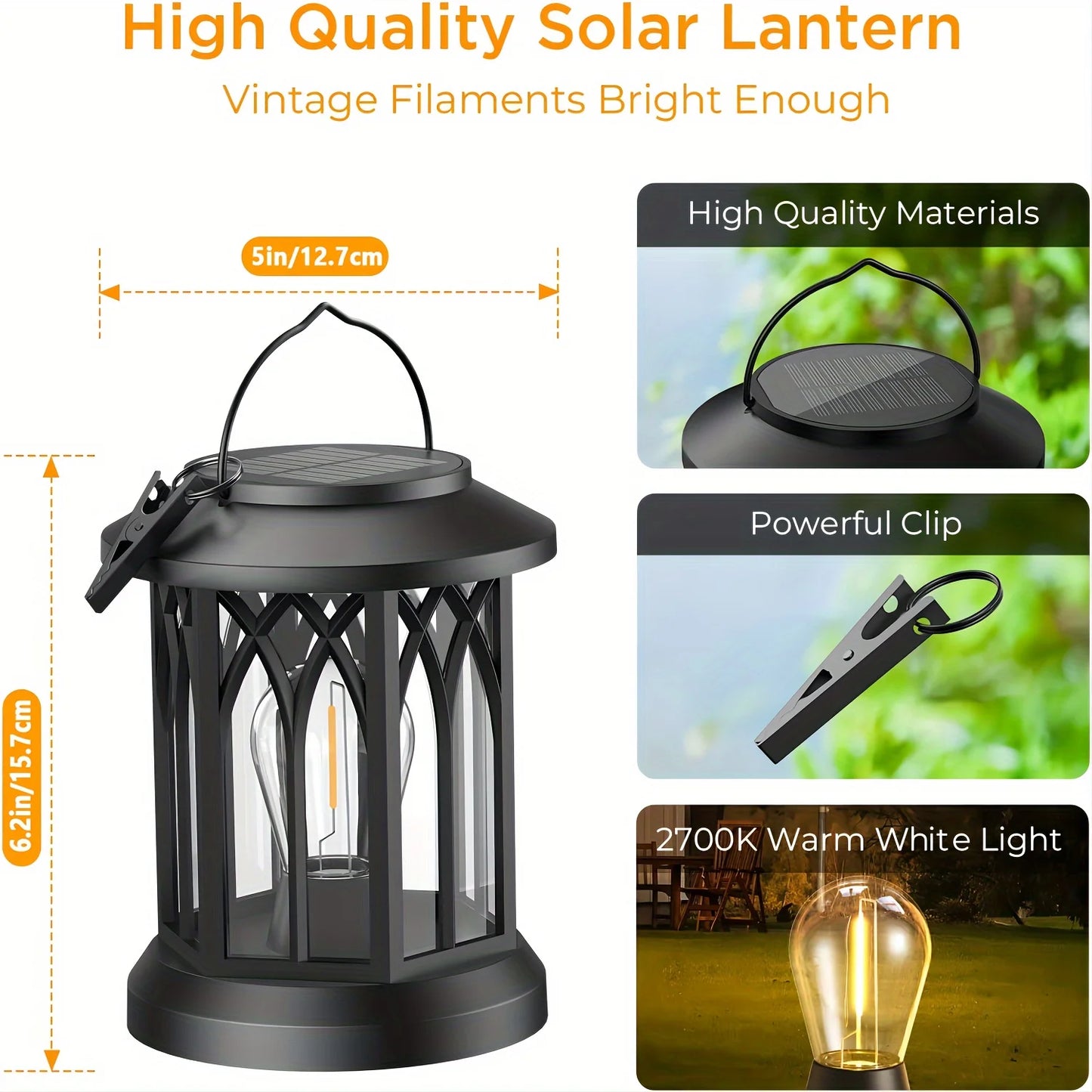 KPSTEK 2 Pack Upgraded Bright Solar Lantern Lights Outdoor Garden
