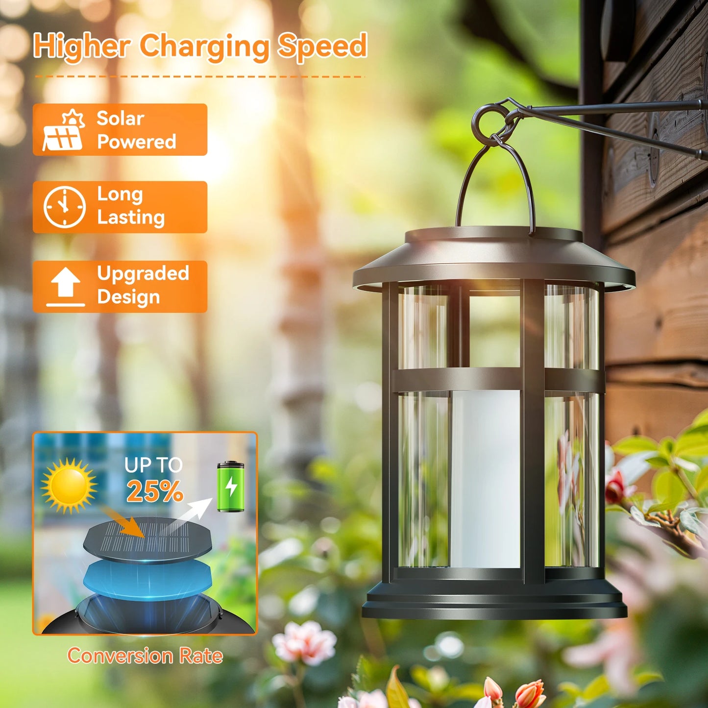 KPSTEK Solar Flame LED Lights Outdoor Lanterns 2 Pack