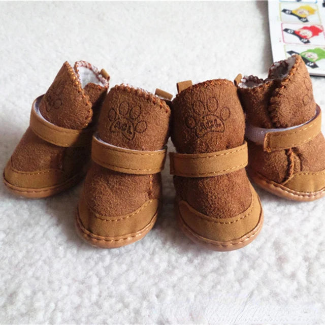NONECN Pet Dog Shoes 4Pcs Thick Warm Rain Snow Boots