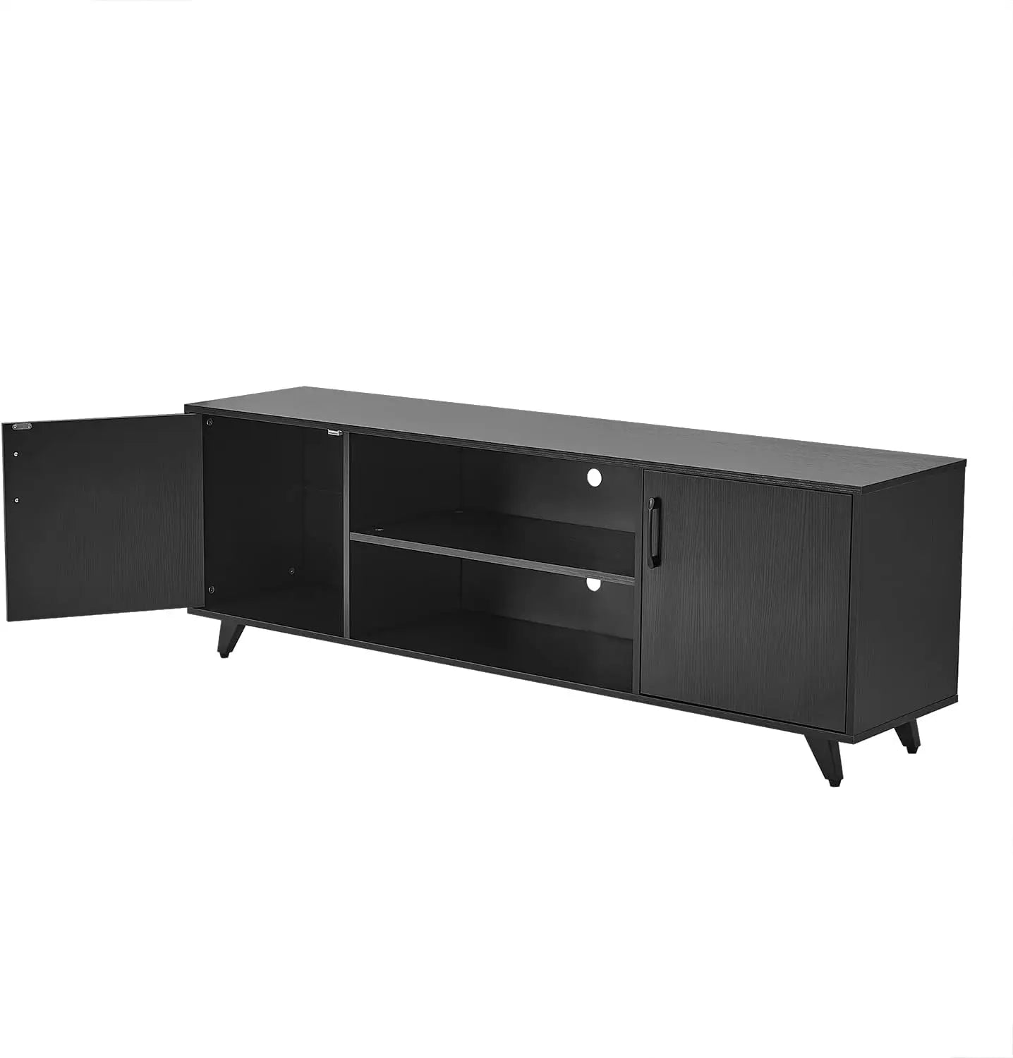 TV Stand Entertainment Center With Doors And Open Shelves