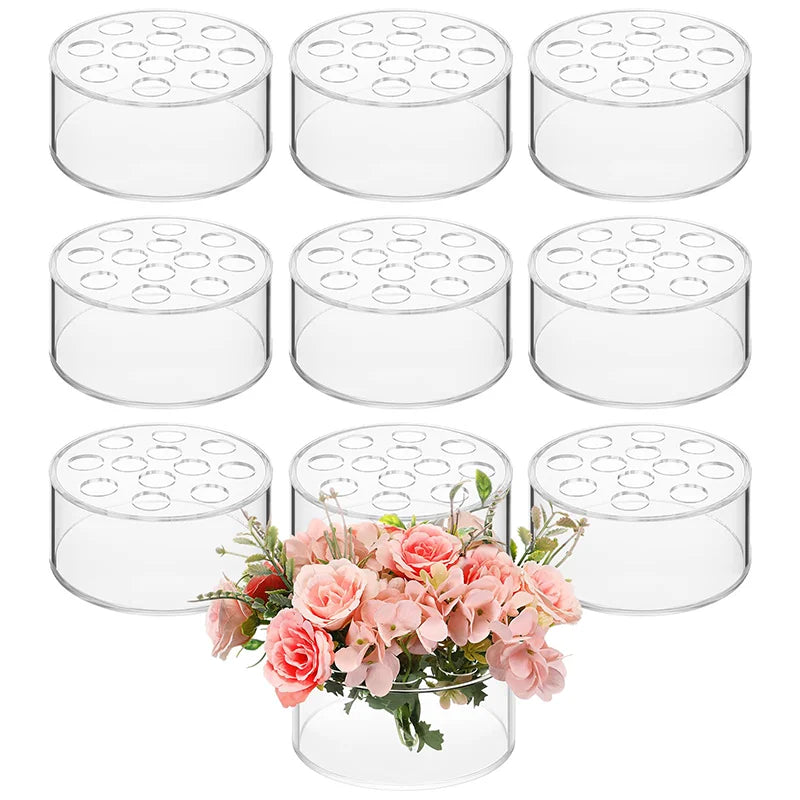 12-Hole Circular Acrylic Decorative Vase for Weddings and Parties
