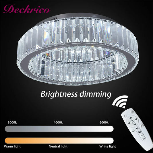 Deckrico Indoor Crystal LED Ceiling Chandelier Remote Dimming
