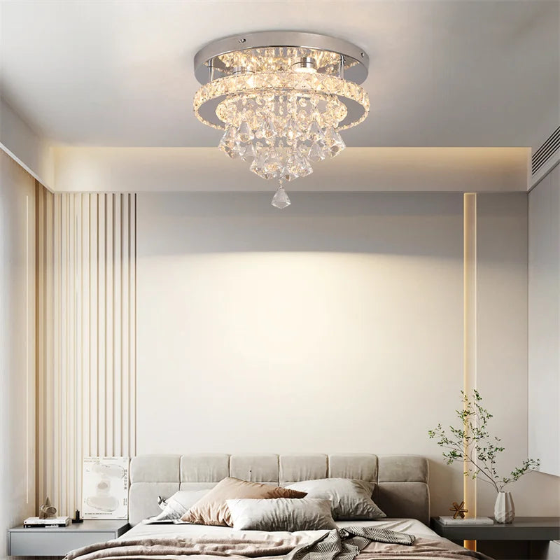 GreeLustr Dimmable Crystal LED Ceiling Pendant Light With Remote