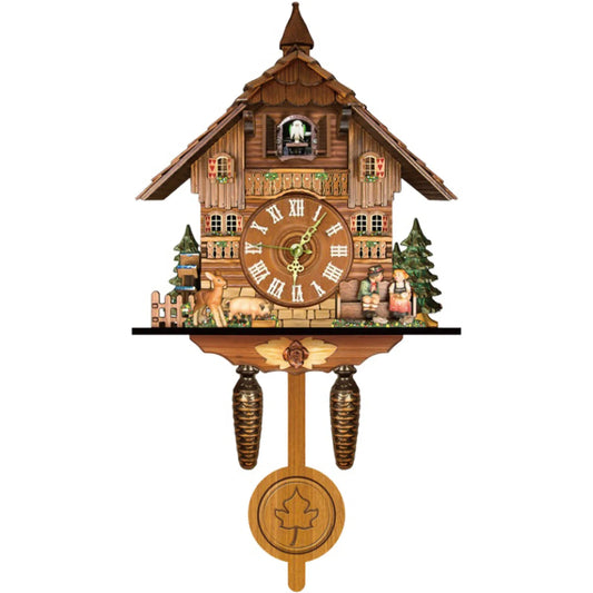 Cuckoo Wall Clock Traditional Chalet Style Wooden Pendulum Clock