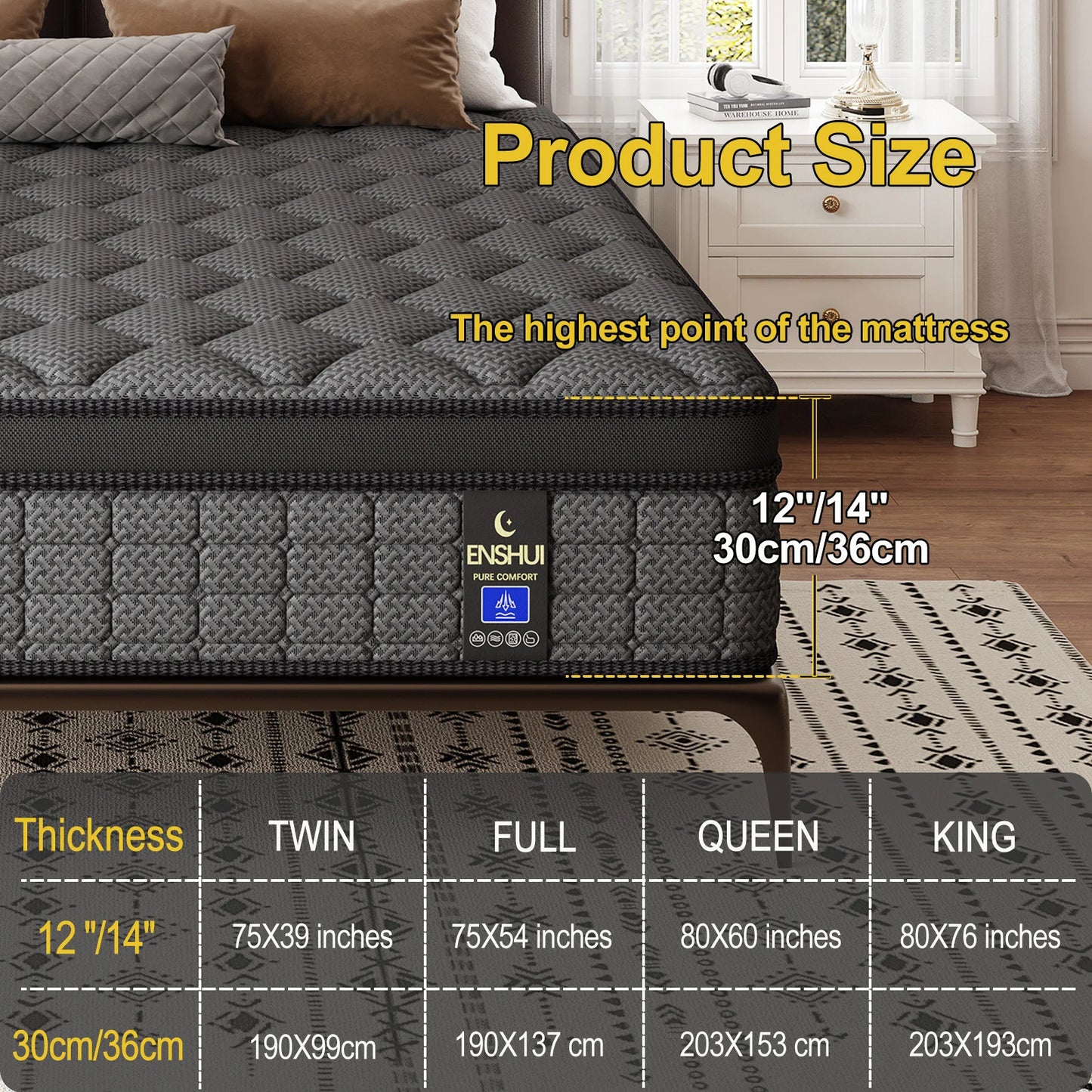 Gel Memory Foam Hybrid Mattress With Pocket Springs For Pain Relief