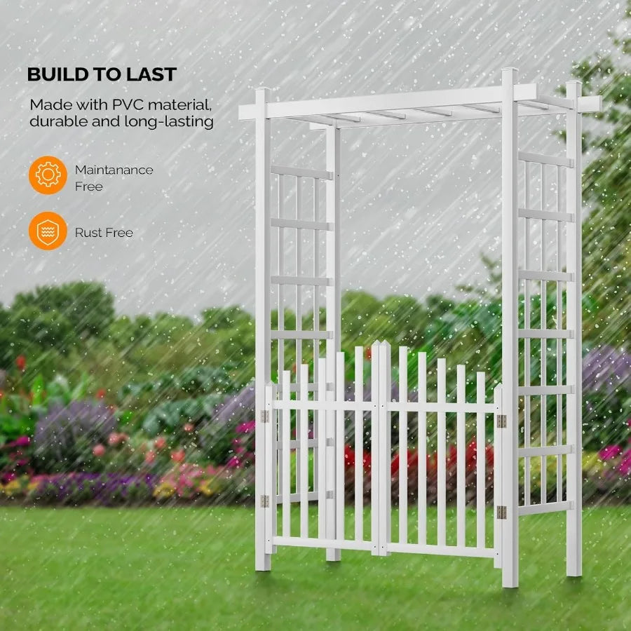 High-concerned Garden Arbor With Gate PVC Wedding Arch