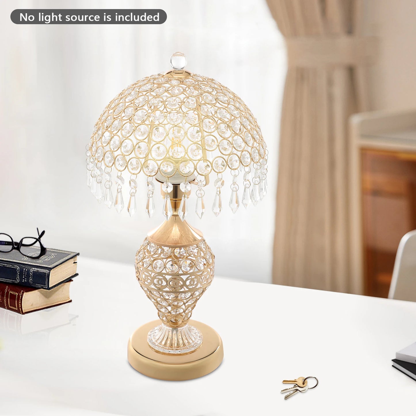 Crystal Table Lamp 110V Tabletop Bedside Lighting E26 Bulb