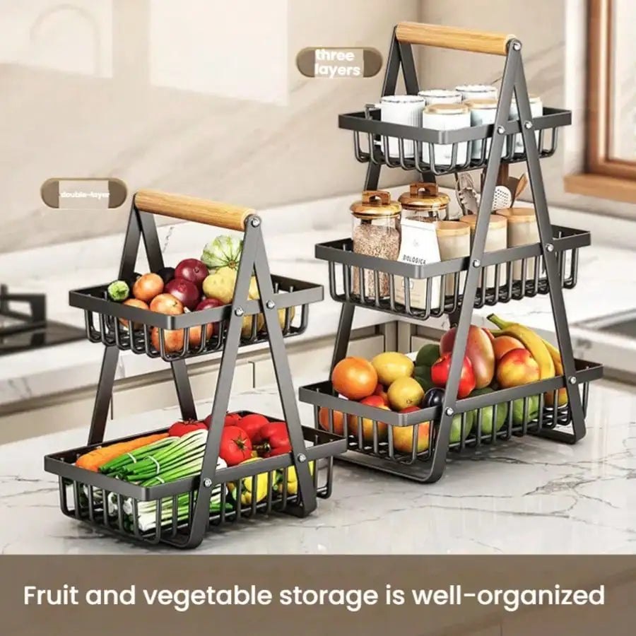 3-Tier Fruit Basket With Removable Shelf For Kitchen Storage