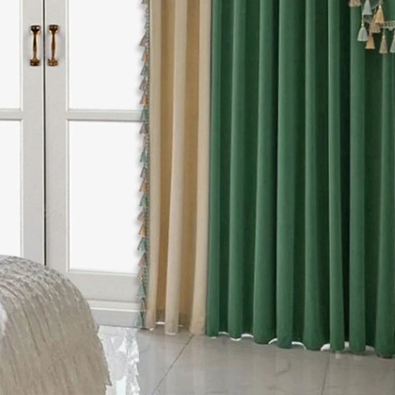Zhejiang Flannelette Curtain TwoPiece Solid Color Shading Drapes Living Room