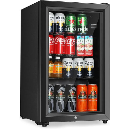 Freestanding Beverage Refrigerator For Office Bar Home With Glass Doors