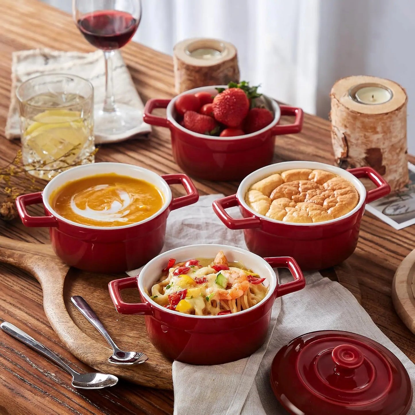 Ceramic Casserole Set Of 4 Oven Microwave Dishwasher Safe
