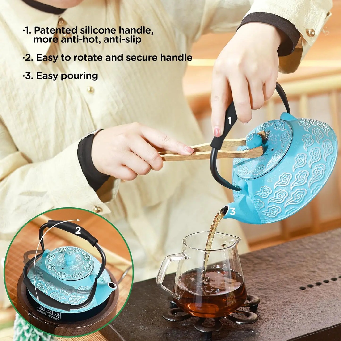 Cast Iron Teapot Infuser Japanese Tea Kettle Stovetop Safe