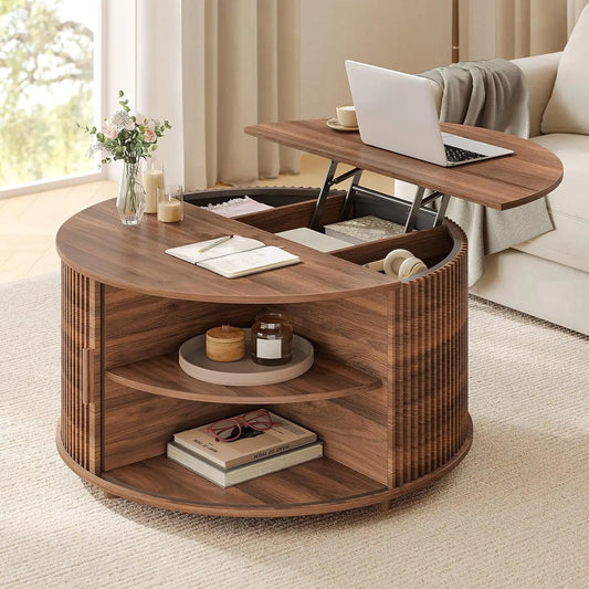 Guangbai Round Lift Top Coffee Table Modern Minimalist Living Room